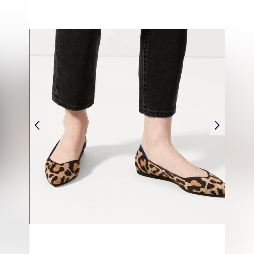 Rothy's Leopard Print Pointed Flats in Tan, Black, Gold - Picture 6 of 6